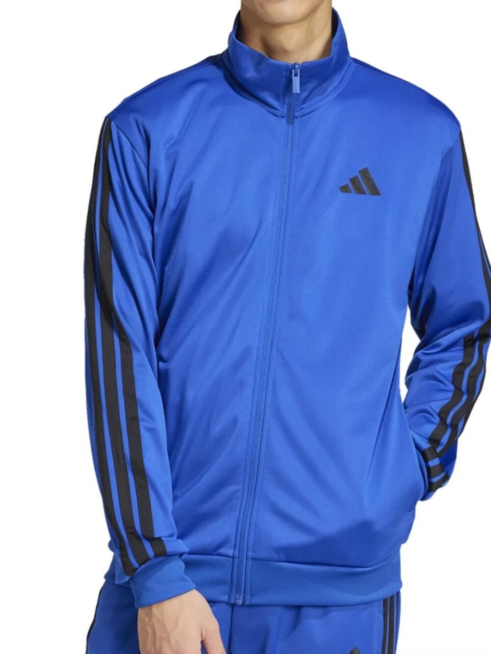 Mens adidas 3 Stripes Tricot Regular Track Blue and Black Jacket Size XL NWT